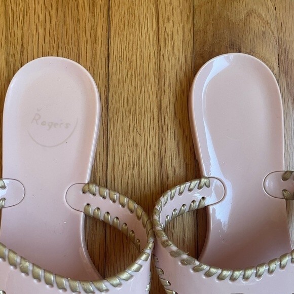 Jack Rogers Alana Rose Pink Jelly Flip Flop Sandals W/Gold Tassels Womens Size 8 - Picture 5 of 5